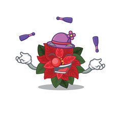 Sticker - Mascot flower poinsettia with in juggling character