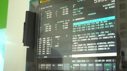 Ukraine, Kiev - November 19, 2019: Data on the monitor from a machine with CNC