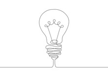 Continuous Line Drawing Light Bulb Symbol Idea.