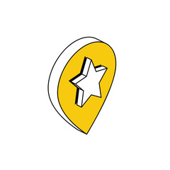 Poster - Map label star. Vector 3d isometric, color web icon, new flat style. Creative illustration design, idea for infographics.