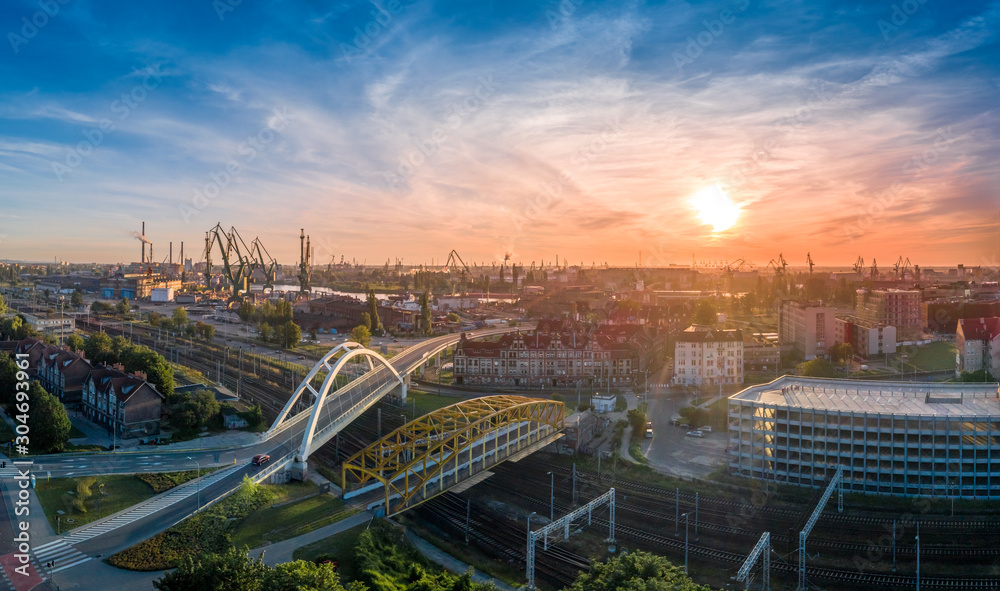 Panorama of Gdańsk aerial view - obrazy, fototapety, plakaty 