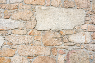 Texture of a stone wall. Old castle stone wall background. Wall made of wild stone. Natural background.