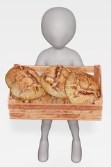 Wall Mural - 3D Render of Character with Bread in Box