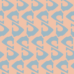 Abstract soft blue geometric design made with tribal triangles. Loose wicker weave effect. Seamless vector pattern on pink background. Great for wellness, fabric, packaging, stationery, texture