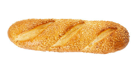 Wall Mural - Wheat loaf with sesame seeds isolated on white