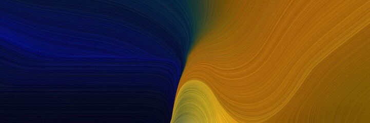 Poster - banner curvy background design with very dark blue, dark golden rod and saddle brown color