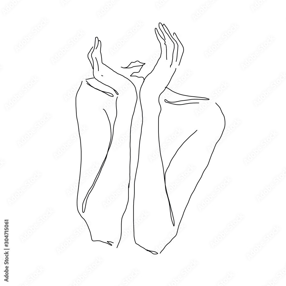 Hand Drawing Sketch Hand One Line Drawing For Art T Shirt Nails Wall Mural Maria Hand Drawing Sketch Hand One Line Drawing For Art T Shirt Nails Wall Mural Maria
