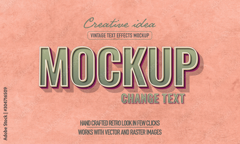 Retro Text Effect Mockup Full Editable - obrazy, fototapety, plakaty 