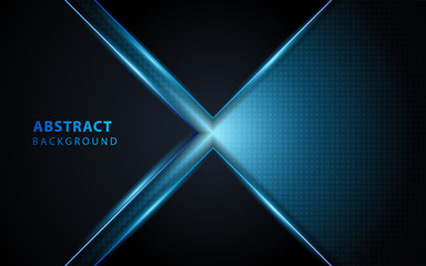 Aufkleber - Abstract blue dimension on black texture background. Realistic overlap layers texture with blue lights element decoration. Vector design template for modern cover, banner, card, frame, advertising