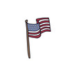 Flag of the United States of America.Hand drawn vector illustration on  white background.