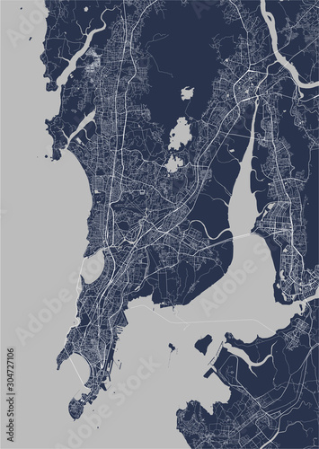 Fotomural map of the city of Mumbai, Indian state of Maharashtra