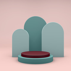 Fototapete - Minimalistic showcase with empty space. Design for product presentation in trendy style. 3d render.