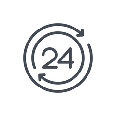 Poster - Refresh time line icon. Update clock with 24 vector outline sign.
