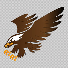 Flying Eagle Mascot On Transparent Background. Vector