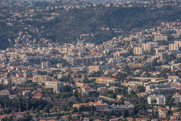 Wall Mural - French Riviera, city of Nice. Survey from the top, 600 meters above sea level