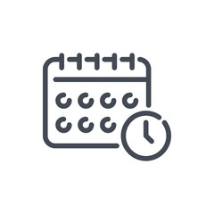 Poster - Calendar with clock reminder line icon. Schedule with time vector outline sign.