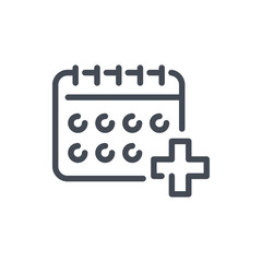 Fototapete - Hospital calendar line icon. Medical appointment schedule vector outline sign.