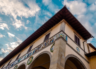 Wall Mural - Detail of old Ceppo hospital palace in Pistoia Tuscany Italy, example of renaissance building with typical sprezzatura