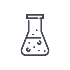 Poster - Chemical flask line icon. Test tube vector outline sign.
