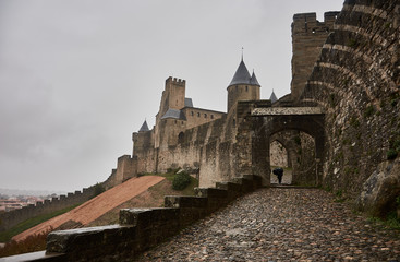 Porte de l'Aude of the Citadel of Carcassonne. France