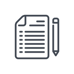 Fototapete - Agreement line icon. Document with pencil. Contract vector outline sign.
