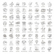 Hobbies and interest detailed line icons set in modern line icon style for ui, ux, web, app design