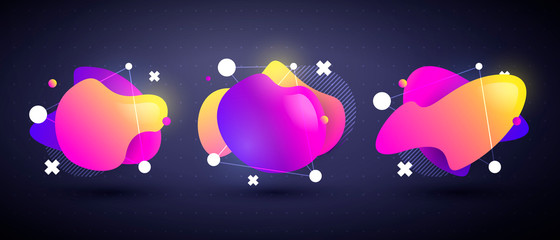 Aufkleber - Vector Illustration Set Of Abstract Modern Flowing Liquid Shapes. Dynamical Colored Forms And Line. 
