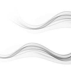 Set of stylish abstract gray waves on white background Vector eps10