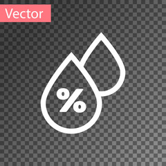 Wall Mural - White Water drop percentage icon isolated on transparent background. Humidity analysis. Vector Illustration