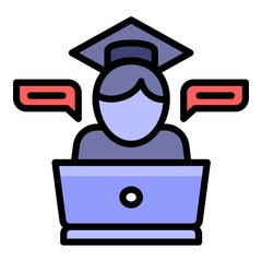 Poster - Boy webinar icon. Outline boy webinar vector icon for web design isolated on white background