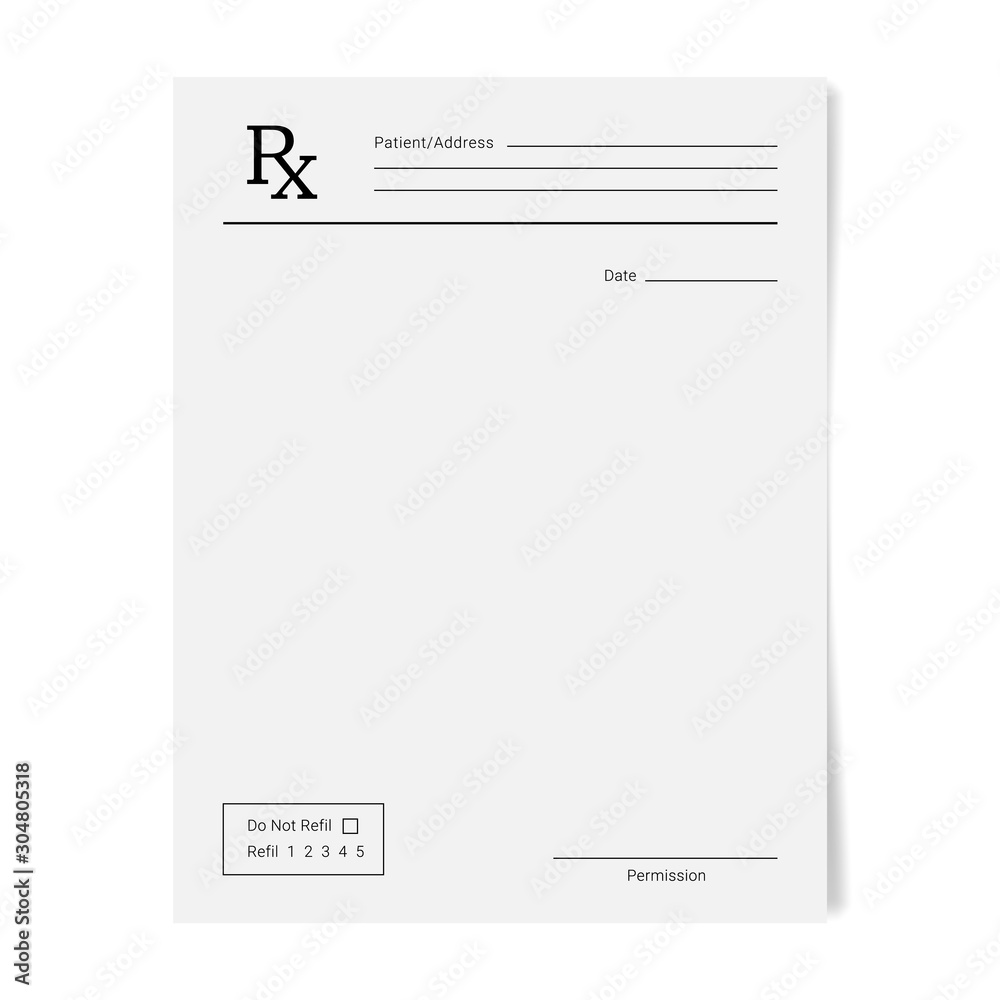 Rx pad template. Medical regular prescription form. - obrazy, fototapety, plakaty 