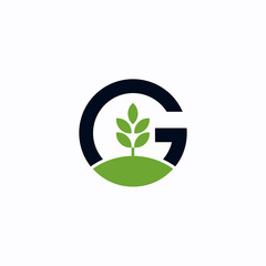 Wall Mural - Green tree letter G Logo design inspiration - vector