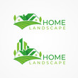 Green house logo vector, green home landscape logo template