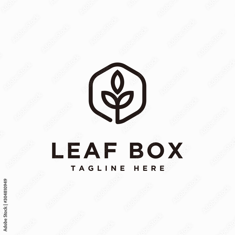 Leaf box logo design inspiration - vector Stock Vector | Adobe Stock