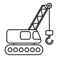 Poster - Excavator construction crane icon. Outline excavator construction crane vector icon for web design isolated on white background