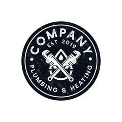 Vintage Plumbing and heating logo template - vector