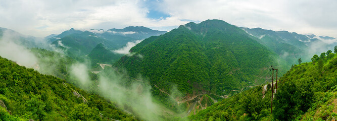 Wall Mural - a beautiful panoramic mountain landscape, mussoorie, uttarakhand, india