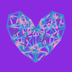 Poster - Colorful polygon heart icon on Proton purple