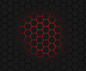 Abstract Black of futuristic surface hexagon pattern.