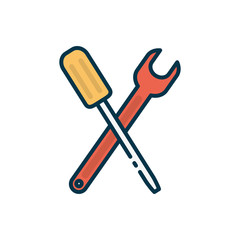 Canvas Print - Construction wrench and screwdriver icon vector design