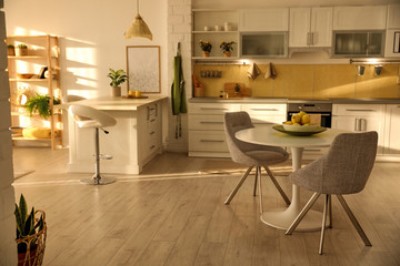 Sticker - Modern kitchen interior with stylish white furniture