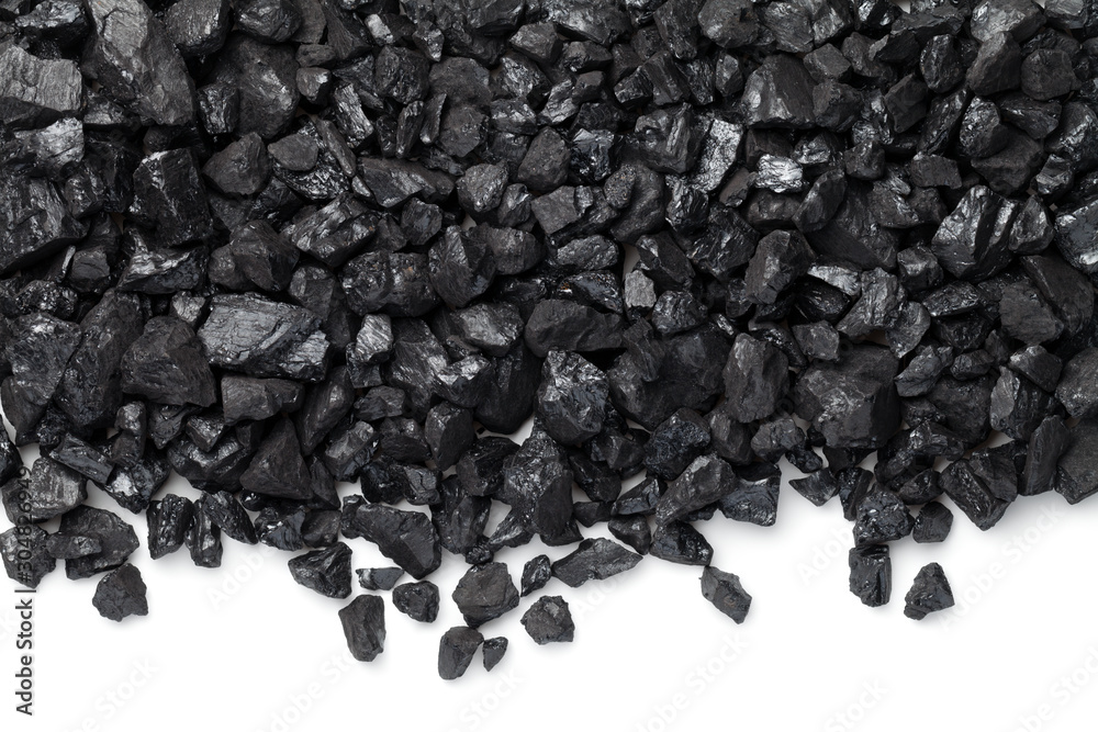 Black Coal Isolated On White Background - obrazy, fototapety, plakaty 
