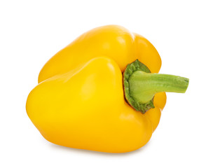 Ripe yellow bell pepper isolated on white