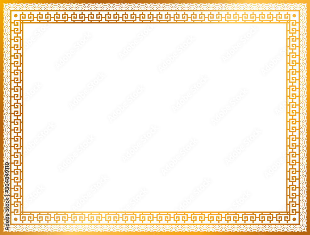 Chinese gold frame vector design Stock Vector | Adobe Stock