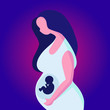 © Tuhin - pregnant happy mother and cute baby in the womb funny and lively.A great message to celebrate motherhood and well being of the baby.