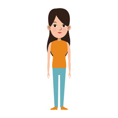 Sticker - young woman standing icon, colorful design