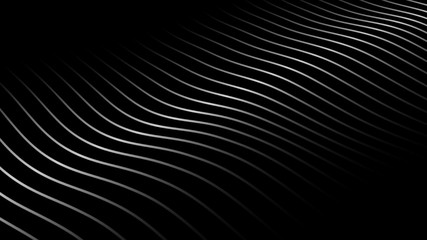 Poster - Abstract dynamic wave with a lot of dots. Wave of gradient connected dots on black background. Futuristic vector illustration.