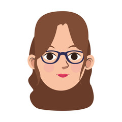 Sticker - woman with glasses icon, flat design