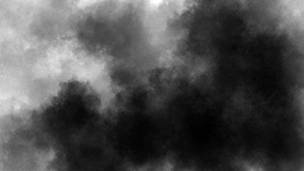 Abstract black smoke steam moves on isolated white background . The concept of aromatherapy.