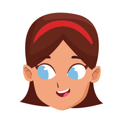 Sticker - cute woman face with headband icon